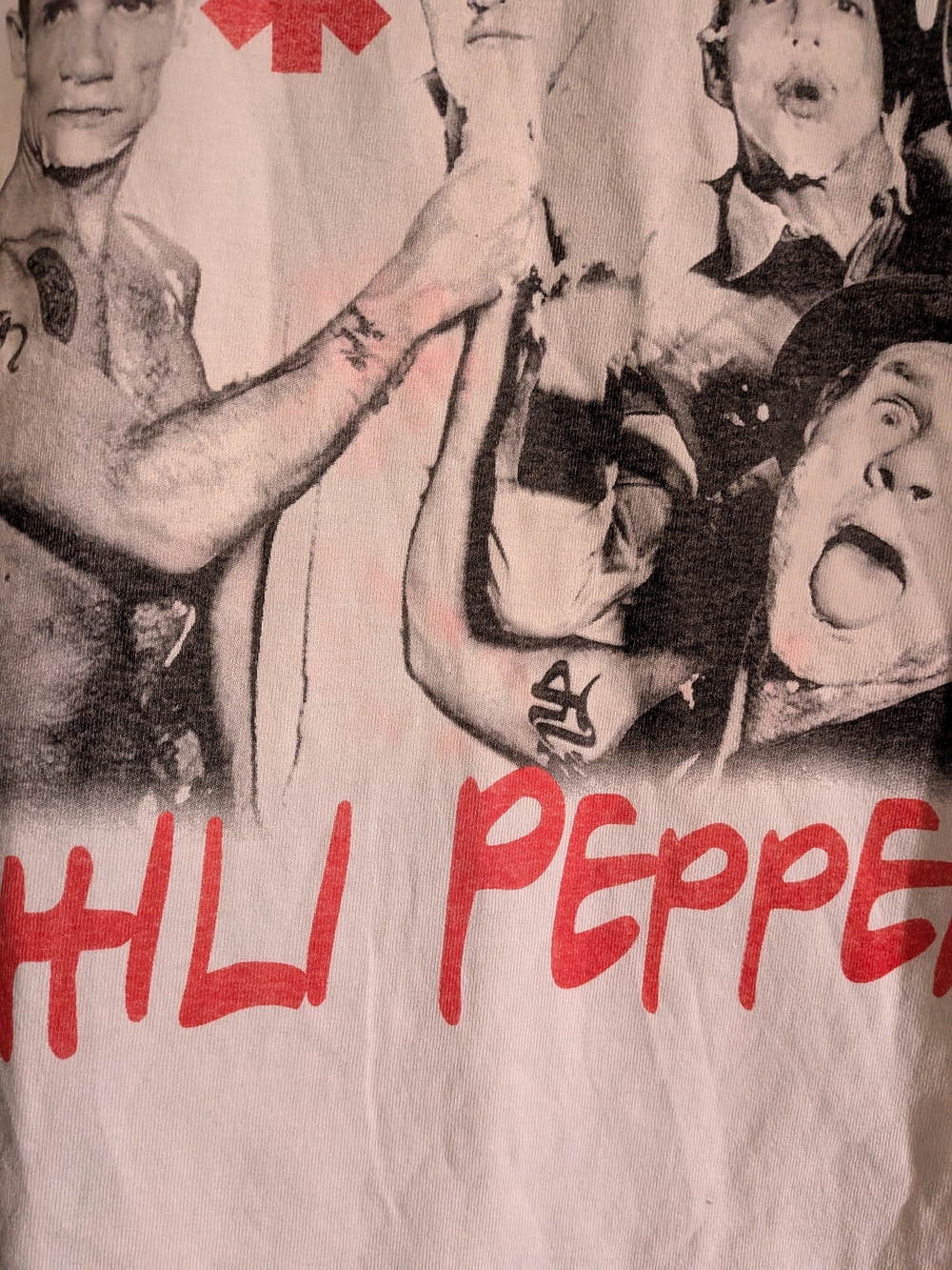 Red Hot Chili Peppers White Graphic Band Tee with Red Print - Picture 2 of 3